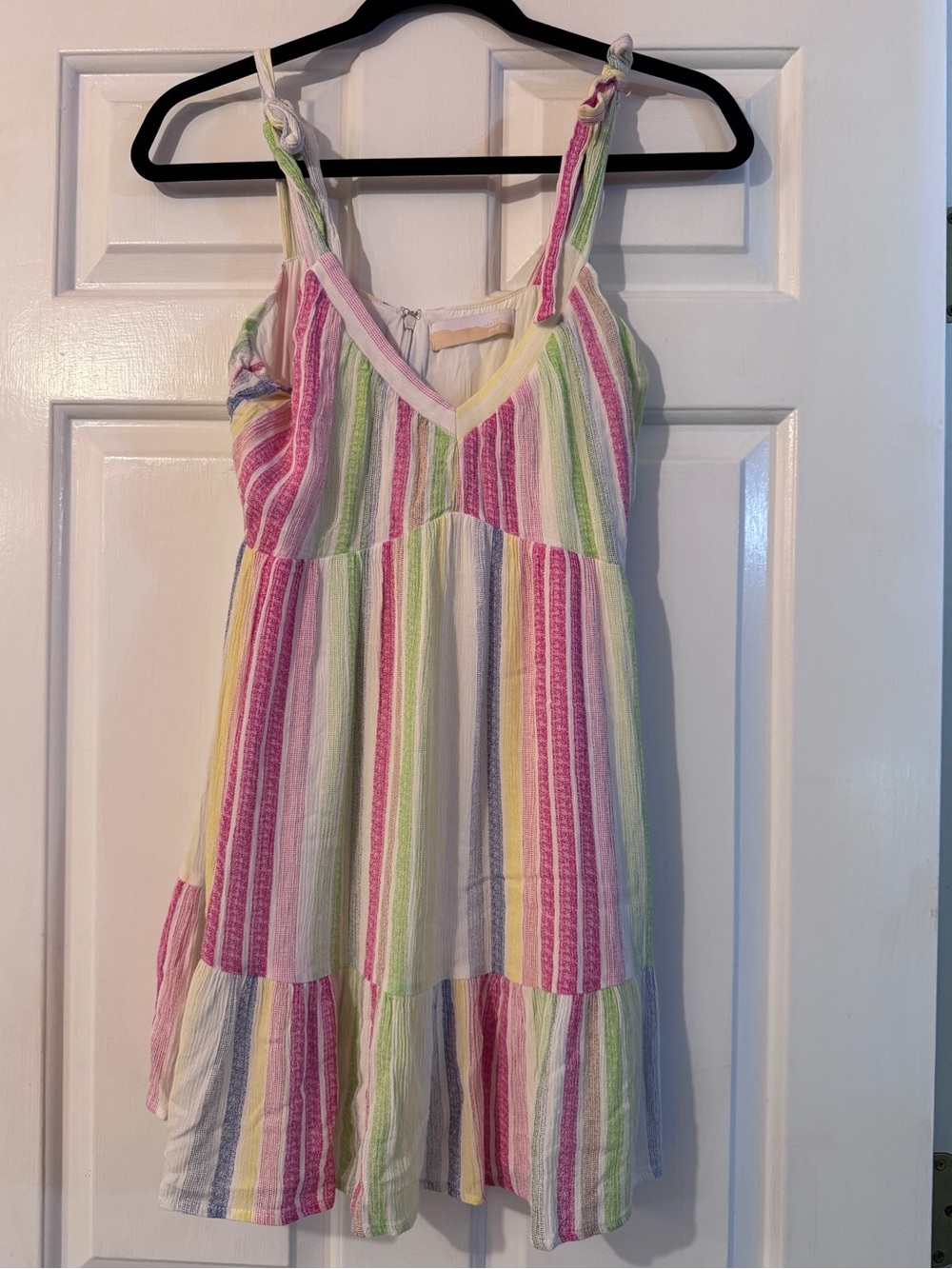 North End Striped Pastel Multicolor Tie-Shoulder Sundress Minidress